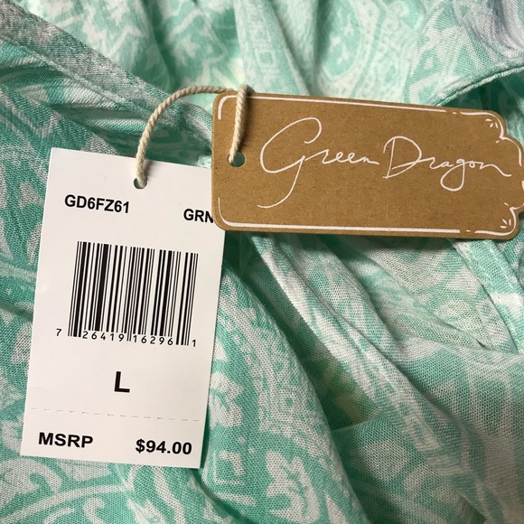 Green Dragon Beaded Surplice V-Neck Romper Size L - Picture 6 of 8